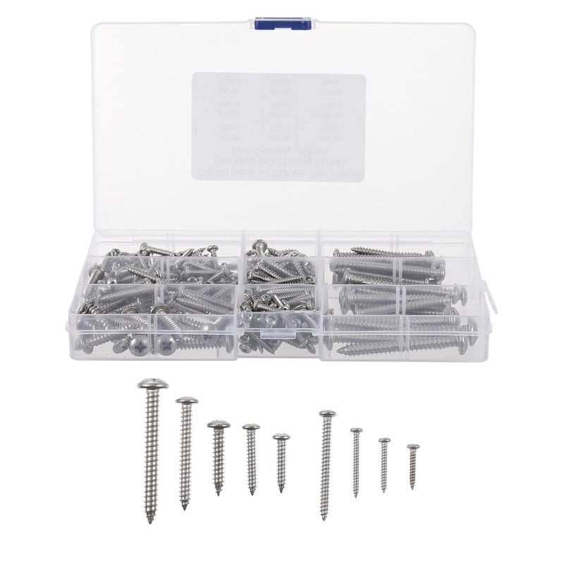 klarako 235pcs self Tapping Screw Set Screws Fasteners Cross Self Tapping Screw Kit Kits Truss Head Self Screw Assortment Kit Boxed Storage Box 304 Stainless Steel - Image 1