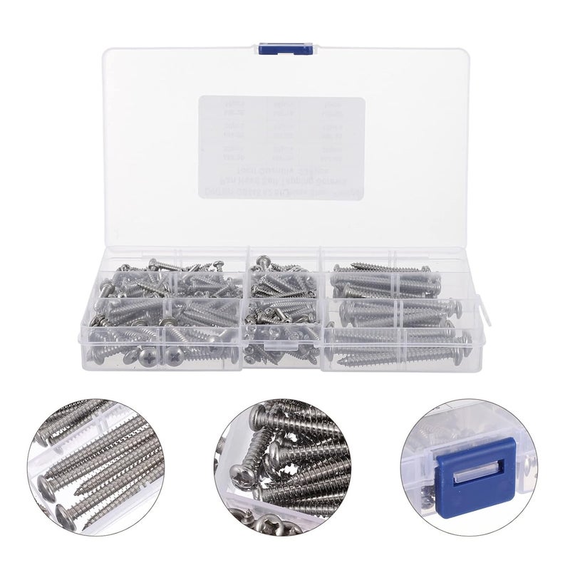 klarako 235pcs self Tapping Screw Set Screws Fasteners Cross Self Tapping Screw Kit Kits Truss Head Self Screw Assortment Kit Boxed Storage Box 304 Stainless Steel - Image 4