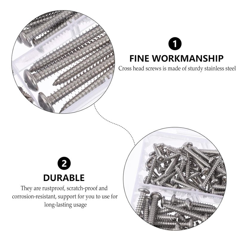 klarako 235pcs self Tapping Screw Set Screws Fasteners Cross Self Tapping Screw Kit Kits Truss Head Self Screw Assortment Kit Boxed Storage Box 304 Stainless Steel - Image 5