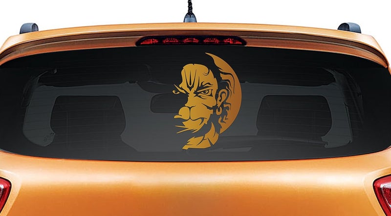 Vayuputhra Hanuman Car Sticker Rear Glass Sticker - Copper-Self-Adhesive