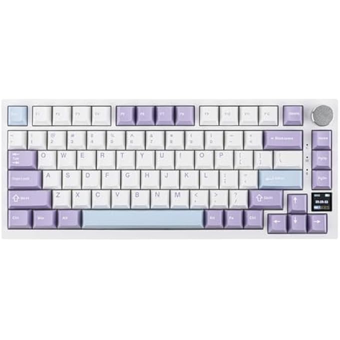 A-jazz AJAZZ AK820 PRO 75% GASKET-MOUNTED MECHANICAL KEYBOARD WITH TFT SCREEN, 3 MODES(BLUETOOTH 5.1/2.4G WIRELESS & TYPE-C WIRED), SOUND DAMPENING FOAMS (WHITE PURPLE, AJAZZ FLYING FISH SWITCH) - Image 1