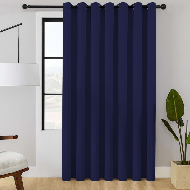 ChrisDowa Room Divider Curtain 96 Inches Long  Wide Blackout Sliding Door Curtain for Bedroom  Room Darkening Privacy Window Curtain for Patio Door (1 Panel Set  Navy Blue  100 x 96 Inch) - Image 1