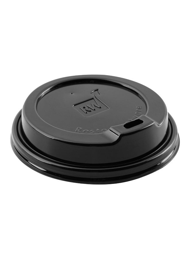 Restaurantware LIDS ONLY: 25-CT Disposable Black Lid for Coffee and Tea Cups - Fits 8, 12, 16, 20-OZ Cups: Perfect for Coffee Shops, Juice Shops, and Takeout - Recyclable Polystyrene Cup Lid - Image 1