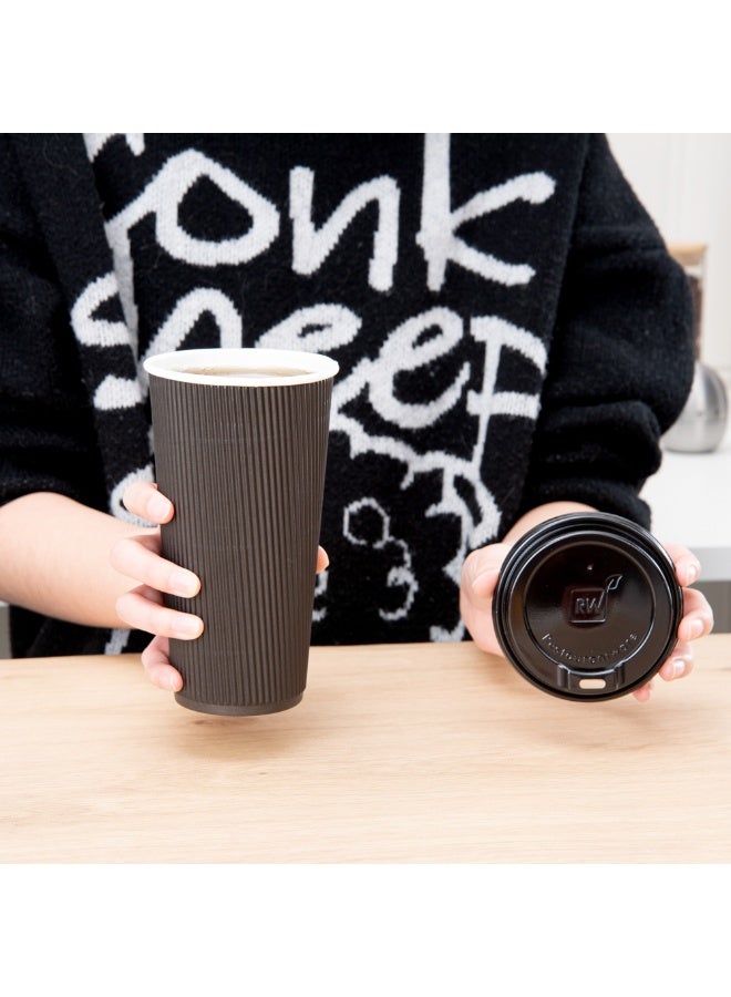 Restaurantware LIDS ONLY: 25-CT Disposable Black Lid for Coffee and Tea Cups - Fits 8, 12, 16, 20-OZ Cups: Perfect for Coffee Shops, Juice Shops, and Takeout - Recyclable Polystyrene Cup Lid - Image 5