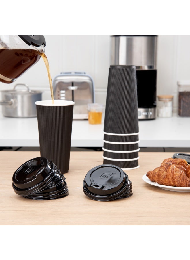 Restaurantware LIDS ONLY: 25-CT Disposable Black Lid for Coffee and Tea Cups - Fits 8, 12, 16, 20-OZ Cups: Perfect for Coffee Shops, Juice Shops, and Takeout - Recyclable Polystyrene Cup Lid - Image 4