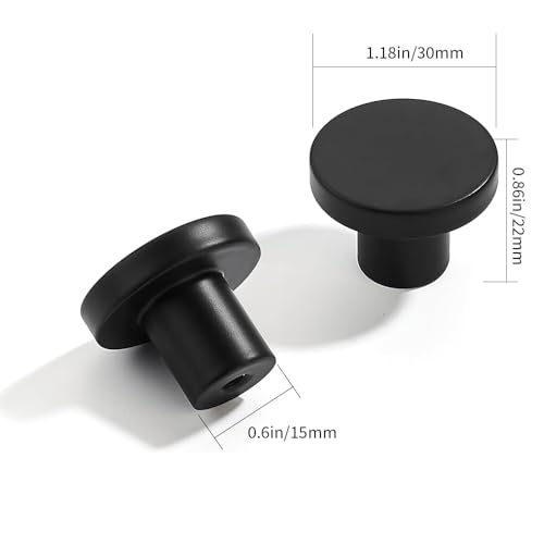 CABDM 18 Packs of 1-1/5-inch Matte Black Drawers and Cabinet knobs, Round pulls, Suitable for bathrooms, Closets, Kitchens and Dressing Tables - Image 2