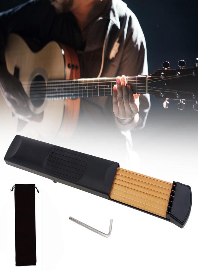 REMAGIC Guitar Practice Tools for Beginner, 6 Strings 6 Fret Plastics Fingerboard Portable Pocket Guitar Practice Tool Chord Trainer for Beginner, Mini Guitar Accessories Come with Tuning Wrench & Velvet Bag - Image 1