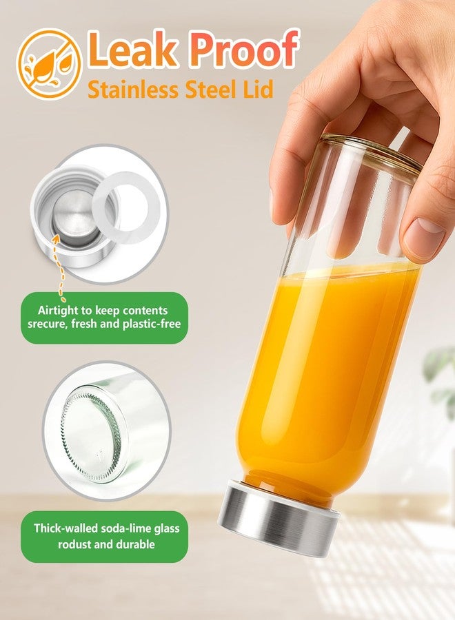 Zukro Glass Water Bottles with Lids 10.5 oz, Reusable Clear Juice Bottles With Stainless Steel Airtight Cap for Juicing, 100% Leak Proof Juice Drinking Jar for Ginger and Milk, BPA Free, Set of 16 - Image 5