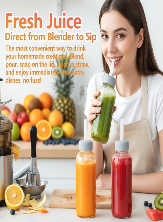 Zukro Glass Water Bottles with Lids 10.5 oz, Reusable Clear Juice Bottles With Stainless Steel Airtight Cap for Juicing, 100% Leak Proof Juice Drinking Jar for Ginger and Milk, BPA Free, Set of 16 - Image 2