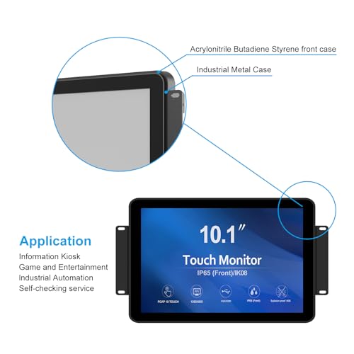 GreenTouch 10.1 inch 10 Points Front Waterproof Industrial Open Frame PCAP Touch Screen LCD Display Monitor 1280x800 Black - Image 5