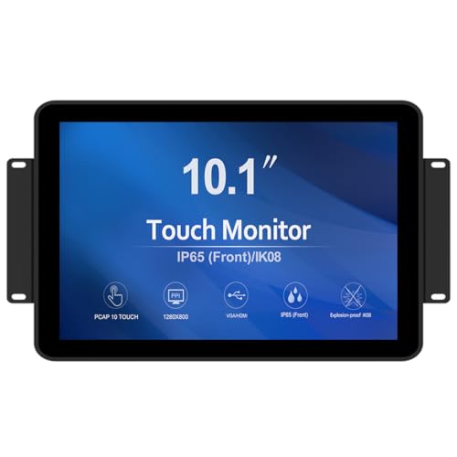 GreenTouch 10.1 inch 10 Points Front Waterproof Industrial Open Frame PCAP Touch Screen LCD Display Monitor 1280x800 Black - Image 1