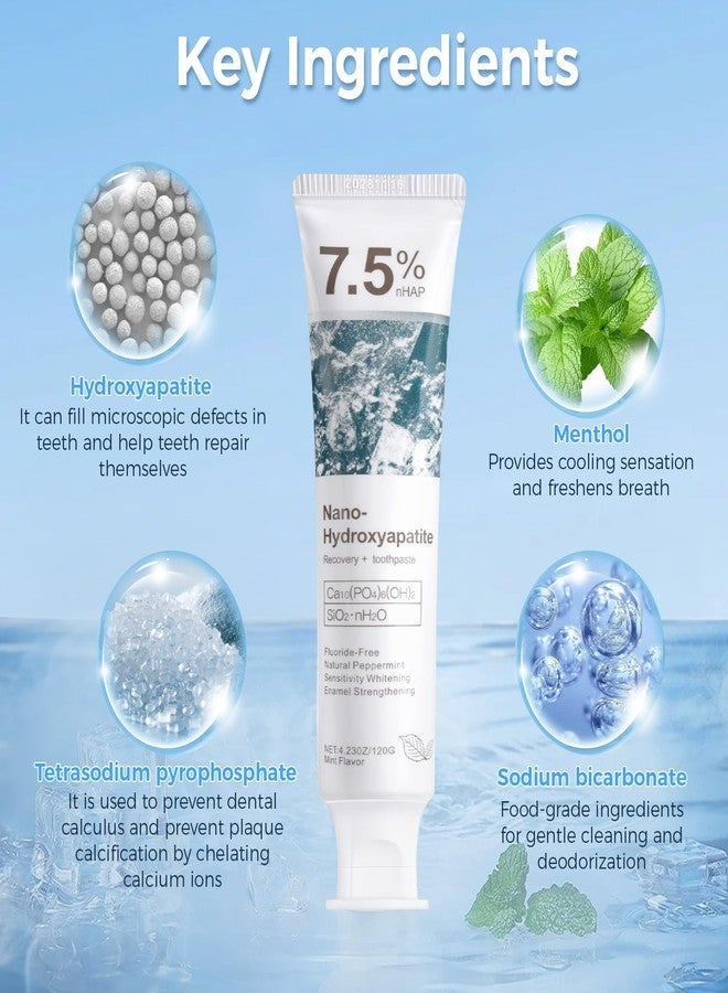 DATANSUN 2PCS 7.5% Hydroxyapatite Toothpastes【Remineralize】【Fluoride-Free】【Stain Removal】 Daily Use for Oral Health，Gentle Mint - Image 2
