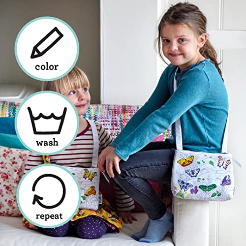 eatsleepdoodle DIY Coloring Butterfly Crossbody Bag for Kids with Washable Markers, Reusable Colorable Bag for Girls & Boys, Creative Arts & Crafts Activity, Fun Gift for Travel, School - Image 5