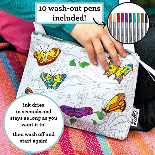 eatsleepdoodle DIY Coloring Butterfly Crossbody Bag for Kids with Washable Markers, Reusable Colorable Bag for Girls & Boys, Creative Arts & Crafts Activity, Fun Gift for Travel, School - Image 2