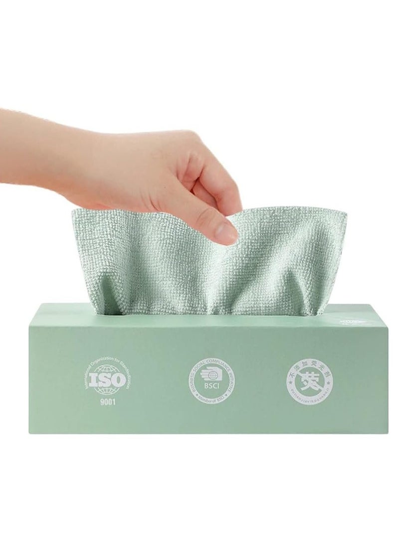 20 Sheets Disposable Cleaning Cloths, Cleaning Towels, Microfiber Towel Reusable Dish Cloths with Dispenser Box, Lazy Rags, Car Wipes for Cleaning Cloths for Home Kitchen (Matcha Green) - Image 1