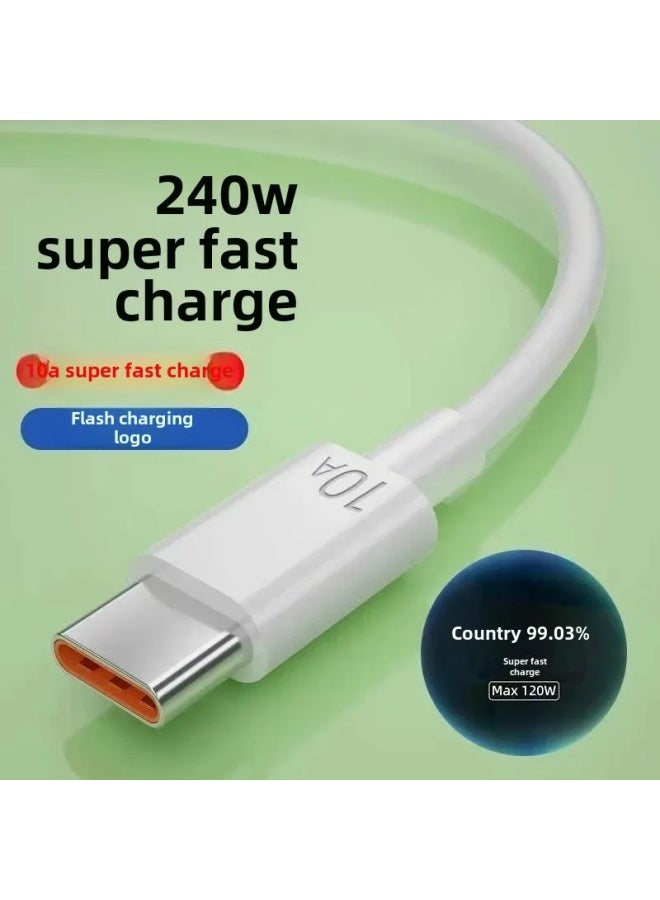 Super Fast Charge 240W Type-C Data Cable For Huawei 10A Car Charger Honor Xiaomi LeTV Flash Charge 5A 6A Vehicle Mounted Adapter-Color:1.5m-Model:Type - C 【10a Super Fast Charge】 - Image 5