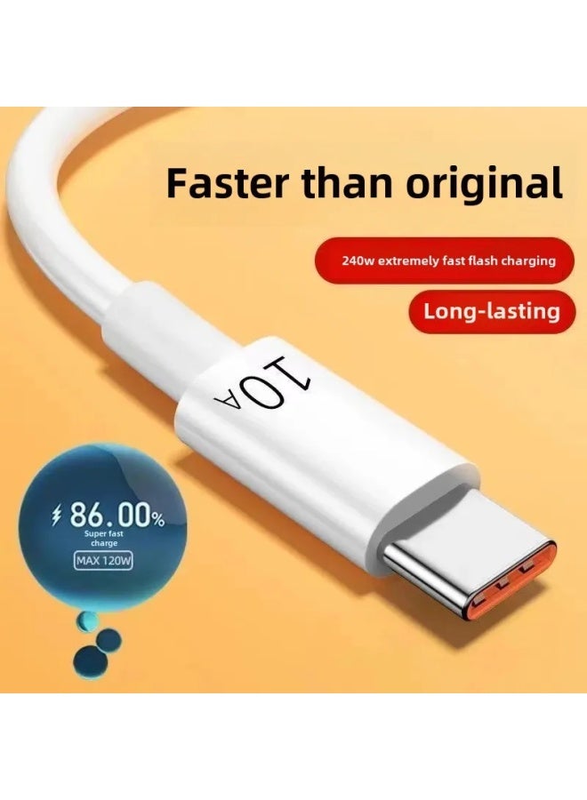 Super Fast Charge 240W Type-C Data Cable For Huawei 10A Car Charger Honor Xiaomi LeTV Flash Charge 5A 6A Vehicle Mounted Adapter-Color:1.5m-Model:Type - C 【10a Super Fast Charge】 - Image 3