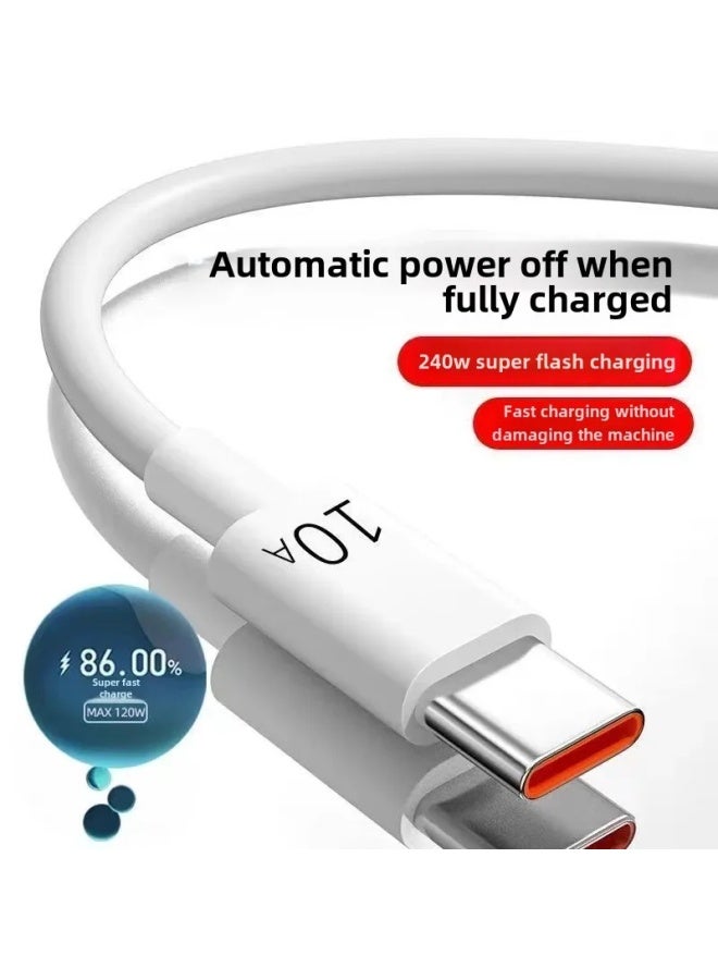 Super Fast Charge 240W Type-C Data Cable For Huawei 10A Car Charger Honor Xiaomi LeTV Flash Charge 5A 6A Vehicle Mounted Adapter-Color:1.5m-Model:Type - C 【10a Super Fast Charge】 - Image 4