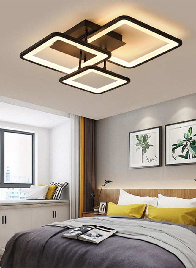Three-part remote-controlled rectangular living room lamps, large-scale LED ceiling lamps, modern and simple acrylic room lamps, bedroom and study lighting fixtures. - Image 1