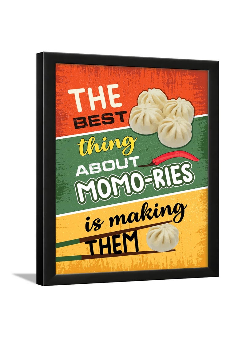 Chaka Chaundh Chaka Chaundh Kitchen quotes wall frames Momos Poster for Restaurant Mess Bakery Cookery Momos Framed Posters for kitchen Fast Food Dining quotes wall frames 14 X 11 Inches 