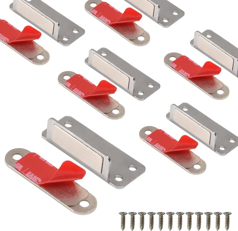 Mousike Double Magnetic Door Catch，60lb Stainless Steel Cabinet Door Magnets with Strong Magnetic for Kitchen Cupboard Wardrobe Closet Cabinet Door Drawer Latch (6Pack) - Image 1