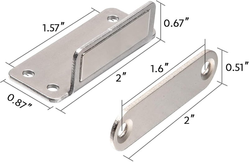 Mousike Double Magnetic Door Catch，60lb Stainless Steel Cabinet Door Magnets with Strong Magnetic for Kitchen Cupboard Wardrobe Closet Cabinet Door Drawer Latch (6Pack) - Image 2