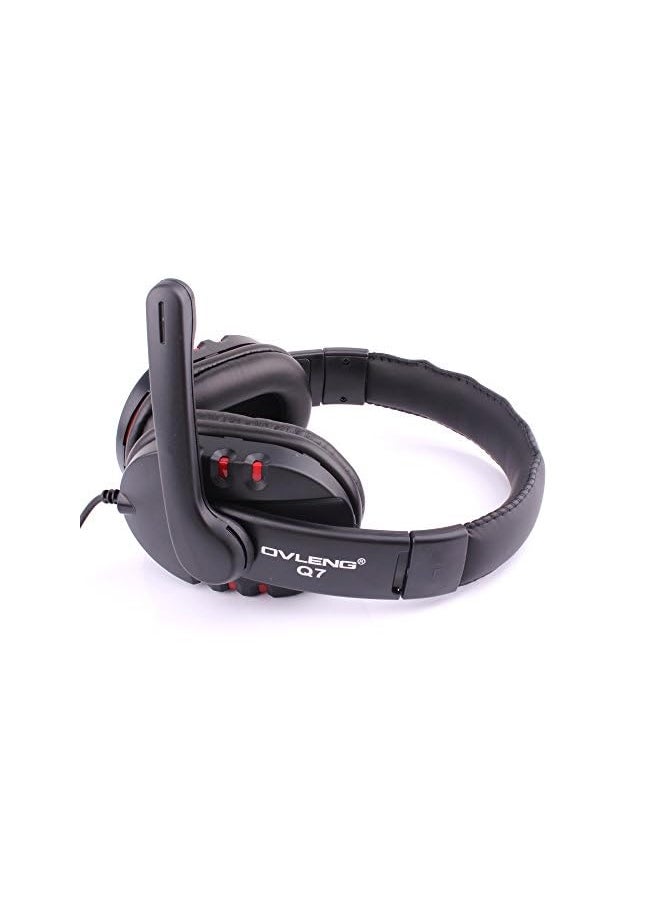 OVLENG - Usb Gaming Headset With Noise Canceling Microphone Compatible With Pc Ov Q7 Black Red Medium - Image 1