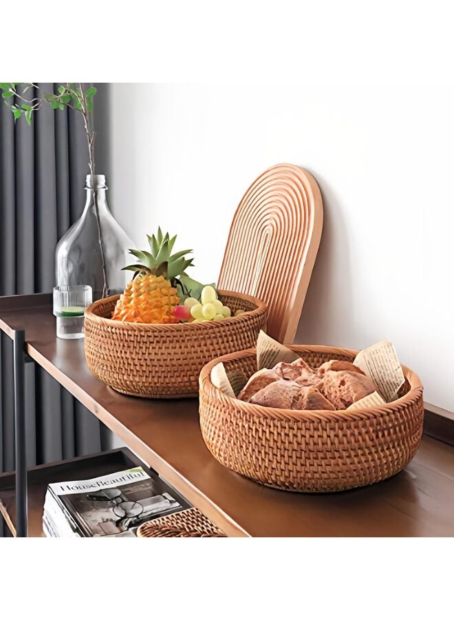 LAMAY Rattan Bread Basket, Round Fruit Baskets, Wicker Storage Bowls, Natural Woven Serving Basket Bowls, Decorative Baskets for Kitchen Counter Organizing, Set of 3 - Image 4