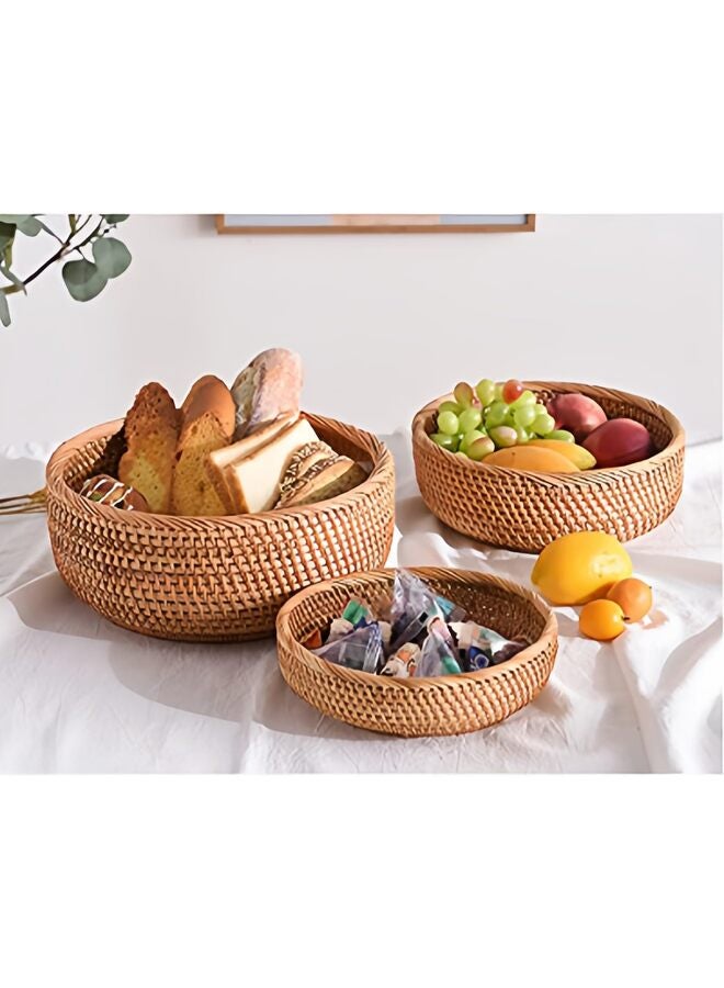 LAMAY Rattan Bread Basket, Round Fruit Baskets, Wicker Storage Bowls, Natural Woven Serving Basket Bowls, Decorative Baskets for Kitchen Counter Organizing, Set of 3 - Image 3
