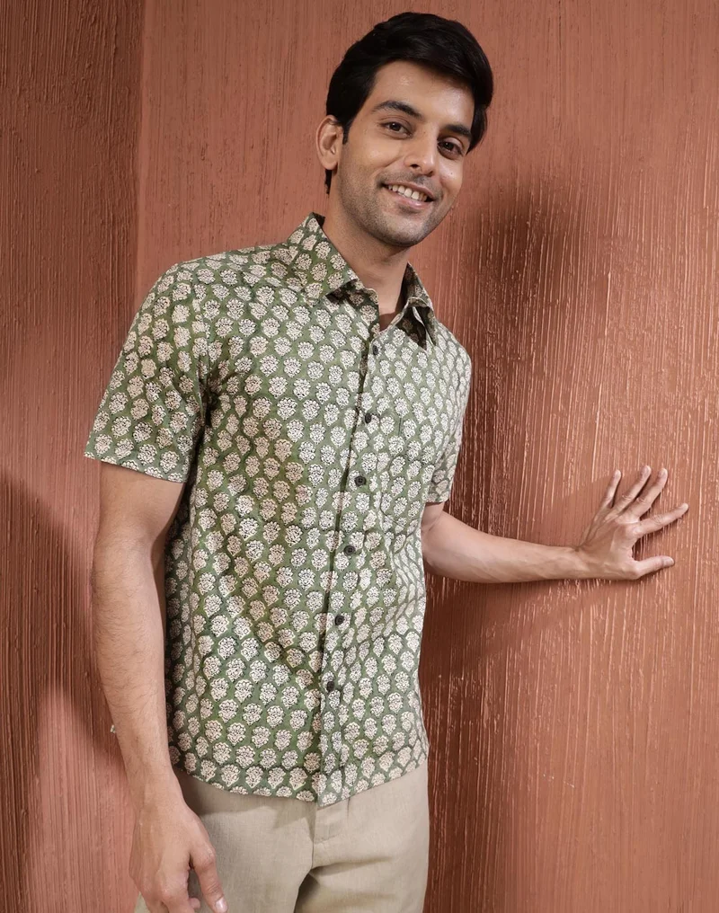 فاب انديا قميص قطني مطبوع بيج