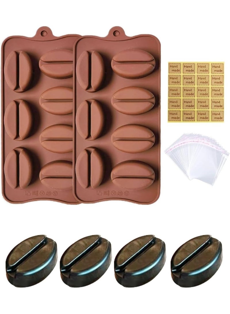 Coffee Beans Soap Molds, Silicone for Used Coffee Ground, Soap Making Supplies, for Handmade Soap, Soap Maker w/Sticker Plastic Bag, for School Kid's Crafts, Community Activities, Family Day - Image 1