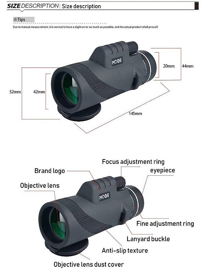 40X60 High Power Monocular Telescope Telephoto Lens for iPhone - Professional Macro Photography Lens Set (Compatible with Most Smartphones) - 6-Piece Accessory Kit - Image 5