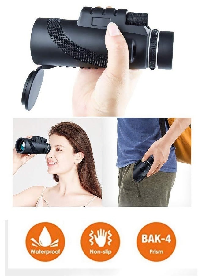 40X60 High Power Monocular Telescope Telephoto Lens for iPhone - Professional Macro Photography Lens Set (Compatible with Most Smartphones) - 6-Piece Accessory Kit - Image 4