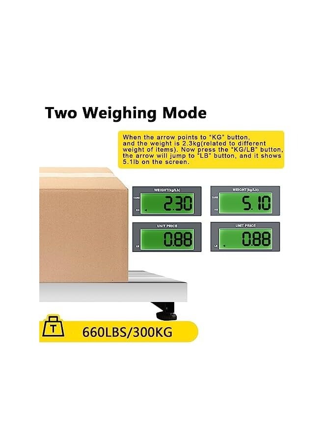 PROMASS Digital Weighing Scale Electronic Platform Scale Postal Shipping Scale Large Industrial Floor Scale with 300kg Capacity & Backlit LCD Display & Tare Function for Packages Post Office Home - Image 3