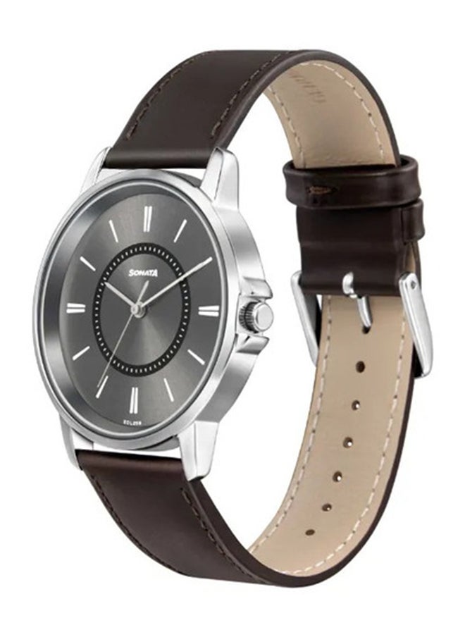 Sonata - Sonata Quartz Analog Grey Dial Leather Strap Watch for Men - Image 1