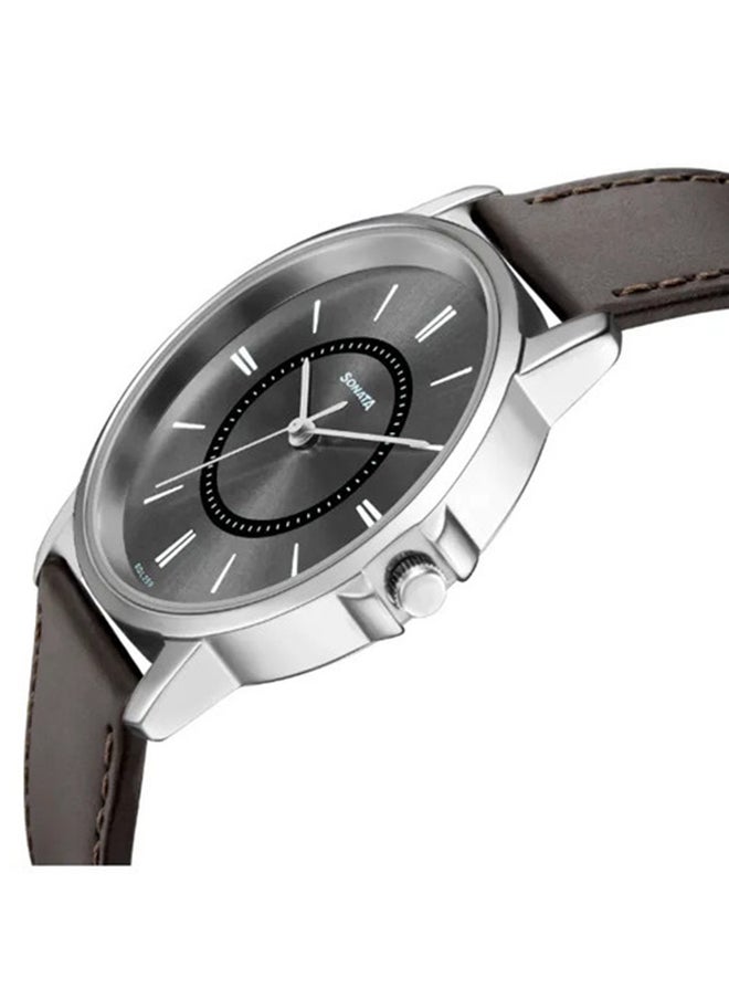 Sonata - Sonata Quartz Analog Grey Dial Leather Strap Watch for Men - Image 1