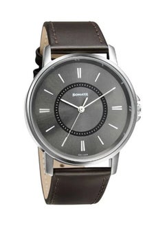 Sonata Sonata Quartz Analog Grey Dial Leather Strap Watch for Men  - Image 1