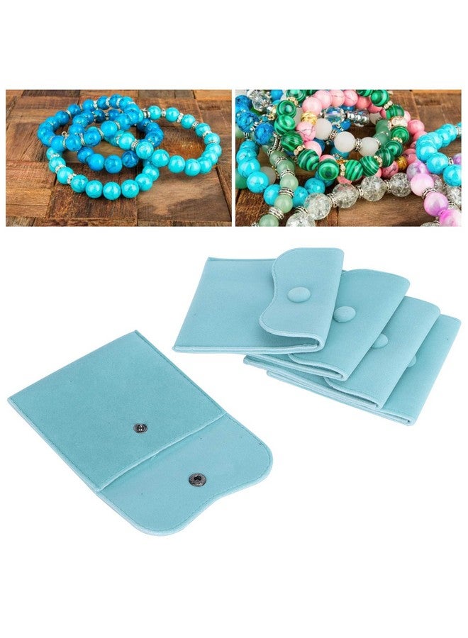 GLOGLOW Velvet Jewelry Pouch, 5Pcs Velvet Snap Button Bag with Snap Button for Necklaces Bracelet Rings Watch Storage Flannel Suede Gift Pack Pouch Blue 10x10cm - Image 5