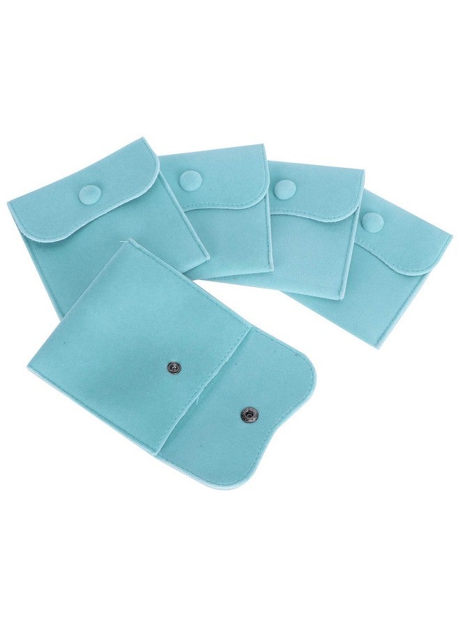 GLOGLOW Velvet Jewelry Pouch, 5Pcs Velvet Snap Button Bag with Snap Button for Necklaces Bracelet Rings Watch Storage Flannel Suede Gift Pack Pouch Blue 10x10cm - Image 1