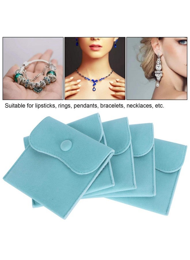 GLOGLOW Velvet Jewelry Pouch, 5Pcs Velvet Snap Button Bag with Snap Button for Necklaces Bracelet Rings Watch Storage Flannel Suede Gift Pack Pouch Blue 10x10cm - Image 3