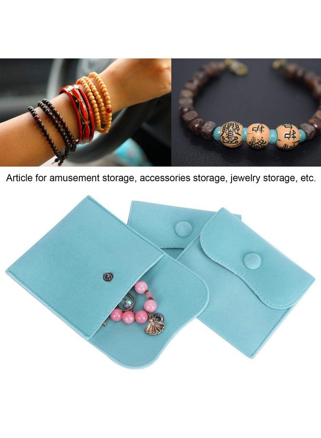 GLOGLOW Velvet Jewelry Pouch, 5Pcs Velvet Snap Button Bag with Snap Button for Necklaces Bracelet Rings Watch Storage Flannel Suede Gift Pack Pouch Blue 10x10cm - Image 4