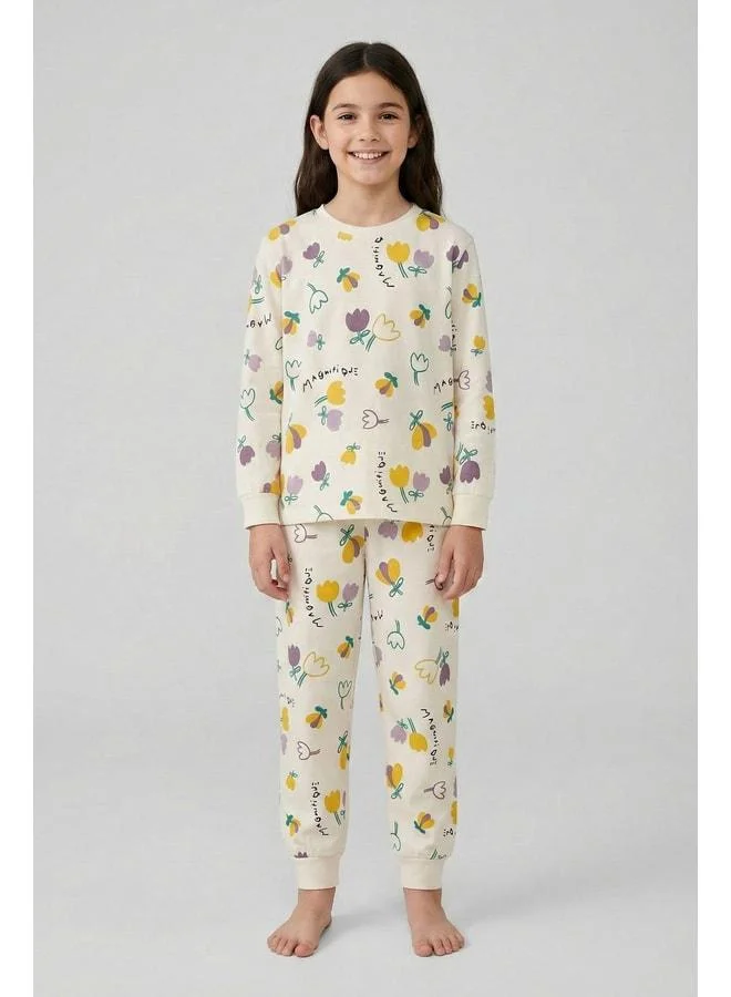 Zuzunga Magnifi Ove Tulip Print Girls' Pajama Set