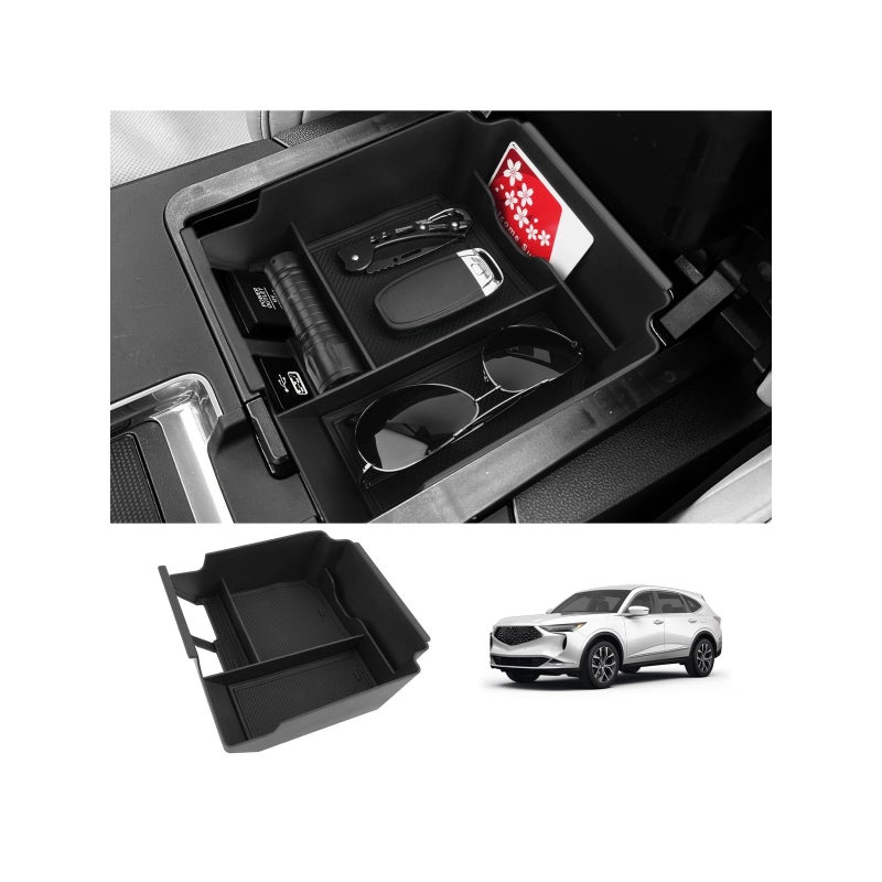 LUWU 2024 A cura MDX Center Console Organizer for 2022 2023 2024 A cura MDX Accessories Armrest Console Storage Box Insert Tray ABS Material Black NOT FOR 2025 2026 Model - Image 2
