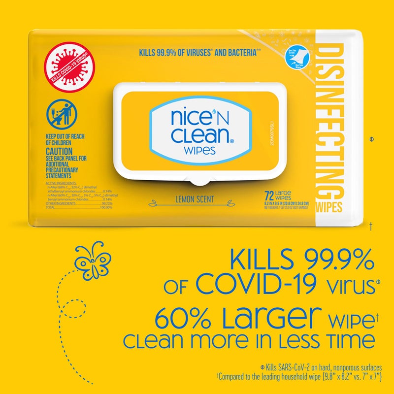 Nice 'N Clean Disinfecting Surface Wipes 304ct | Cleans & Disinfects Home & Kitchen Surfaces | Fresh & Lemon Scent - Image 4