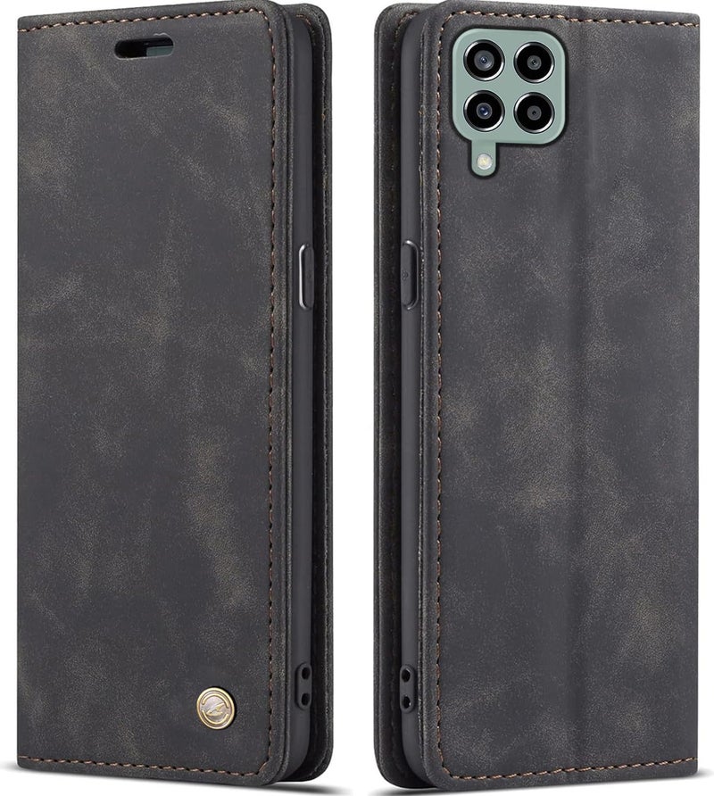 ClickCase for Samsung Galaxy M53 5G Sheepskin Series Faux Soft Leather Wallet Flip Case Kick Stand with Magnetic Closure Lightweight Slim Flip Cover for Samsung Galaxy M53 5G (Greyish Black) - Image 1