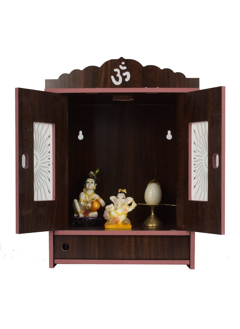 AVAD AVAD Wooden Readymade Wall Hanging Puja Temple for Home God Stand for Pooja Room Mandir Wood Devghar Stand for Office and Shop AVAD512 