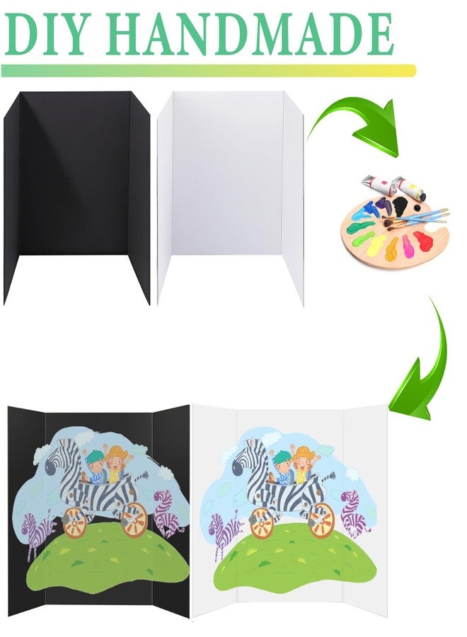 LonlyEagle 4-Pack Trifold Display Boards, Black+White 24 x 16 Inches Tri-Fold Corrugated Presentation Boards for Classroom Projects, Science Fairs, Business Events, and Exhibits - Image 5