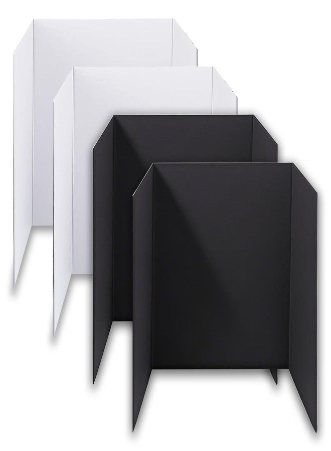 LonlyEagle 4-Pack Trifold Display Boards, Black+White 24 x 16 Inches Tri-Fold Corrugated Presentation Boards for Classroom Projects, Science Fairs, Business Events, and Exhibits - Image 1