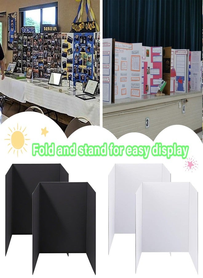 LonlyEagle 4-Pack Trifold Display Boards, Black+White 24 x 16 Inches Tri-Fold Corrugated Presentation Boards for Classroom Projects, Science Fairs, Business Events, and Exhibits - Image 4