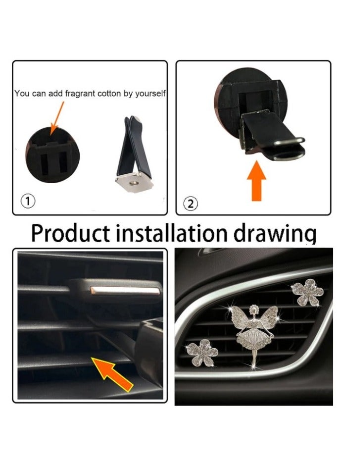 مشبك دبوس ديكور لمكيف السيارة تصميم راقصة الباليه وزهور 3 قطع - Image 5